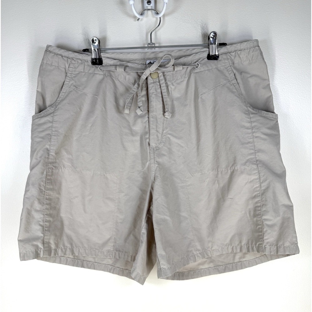 Lot of 2 Columbia Women's Shorts Size Large Tan And Blue Cotton Nylon Hiking